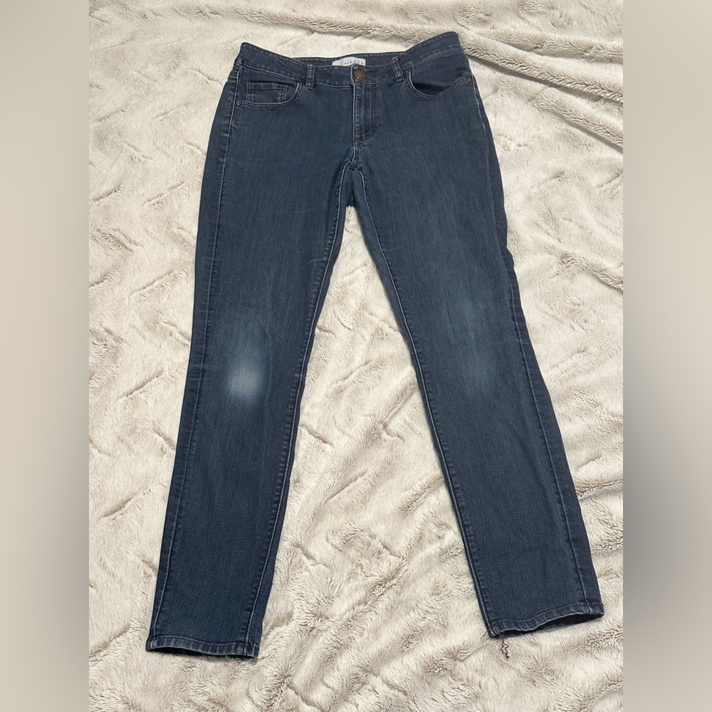 LOFT Women's Curvy Skinny Jeans P Petite- Dark Blue